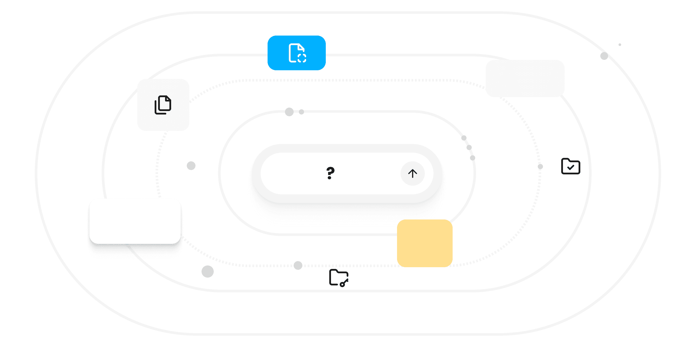 Abstract diagram showing disconnected business knowledge around a central query
